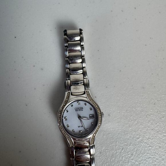 Citizen Eco-Drive EW167059D Silhouette Crystal Ladies Watch Mother of Pearl Dial